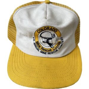 Vintage 80s Colorado Mine Rescue Safety Contest USA Trucker Mesh Snapback VTG
